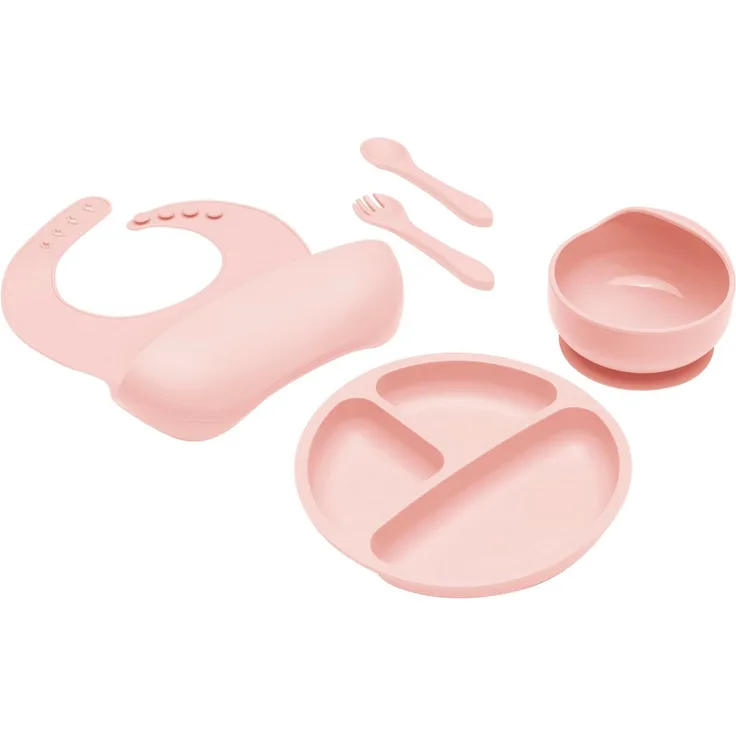 Fillikid Kindergeschirr-Set Silikonset (4-tlg), 1 Personen, Silikon, inkluisve Lätzchen