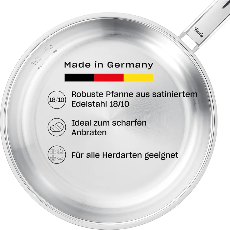 Fissler Bratpfanne Fissler Pure Collection Pfanne 20cm, Edelstahl 18/10 (1-tlg), Superthermic Boden, backofengeeignet (bis 230°C), Made in Germany