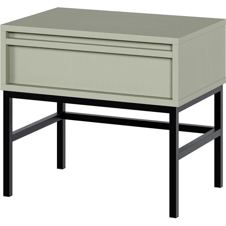 Selsey 'Evo' Nachttisch mit Schublade, salbeigrün mit schwarzem Metallgestell, ca. 44 x 50 x 34 cm – Bild 1