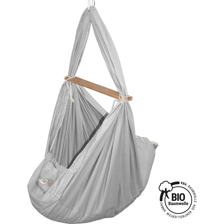 Federwiege mit Tipi Bio Grey Anthrazit Schafwolle – Bild 4