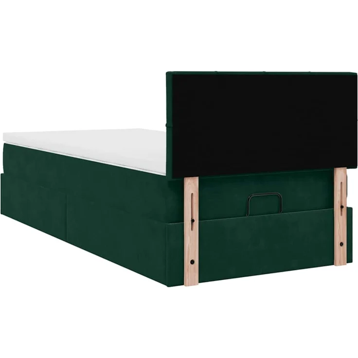 vidaXL Ottomane Bett mit Matratze & LEDs Dunkelgrün 90x200 cm Samt 3312599 – Bild 9