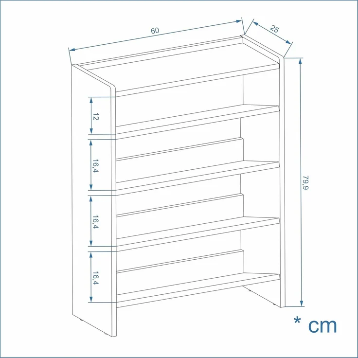 KOMTO Schuhregal Elexis 4 Schmal - Schuhablage Flur mit 4 Ebenen Offener Schuhschrank, Schuhschrank Schuh Organizer Platzsparend, 60 x 25 x 80 cm – Bild 3