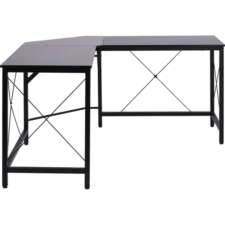 Eckschreibtisch mit MDF-Platte & Stahlgestell, 150x150x76 cm, Schwarz – Bild 2
