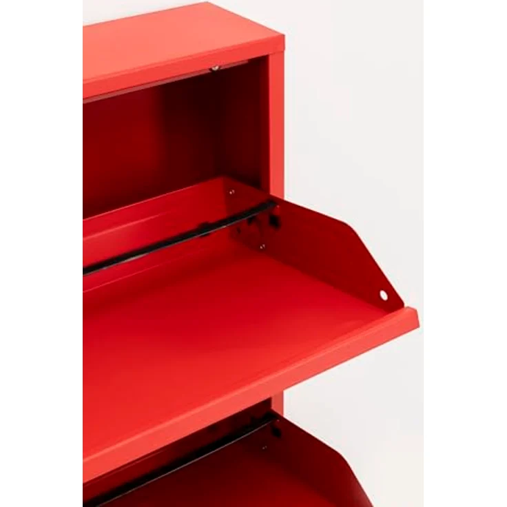 Kare Design Schuhschrank Caruso, Rot, Metall, mit 3 Klappen, Schuhablage für 6 Paar Schuhe, schmal, platzsparend, hoch, Schuhregal, Eingangsbereich, 104 x 50 x 15 cm – Bild 6