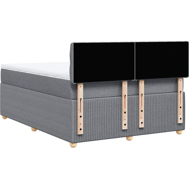 vidaXL Boxspringbett mit Matratze Hellgrau 140x190 cm Stoff 3289758 – Bild 8