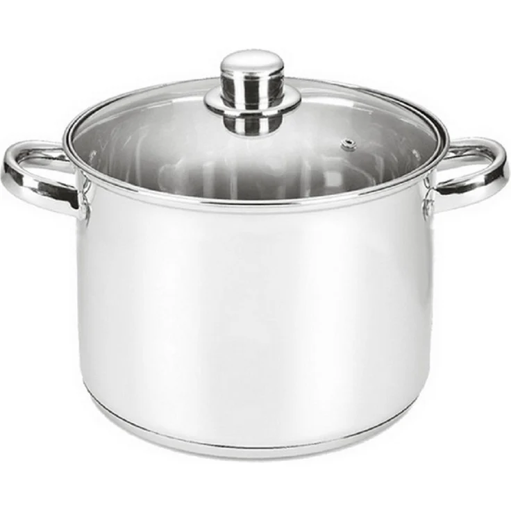 Michelino Gemüsetopf Edelstahl-Großraumtopf Kochtopf Gemüsetopf Töpfe, Edelstahl, 3-schichtiger Alu-Thermoboden - Glasdeckel mit Dampfabzug – Bild 1