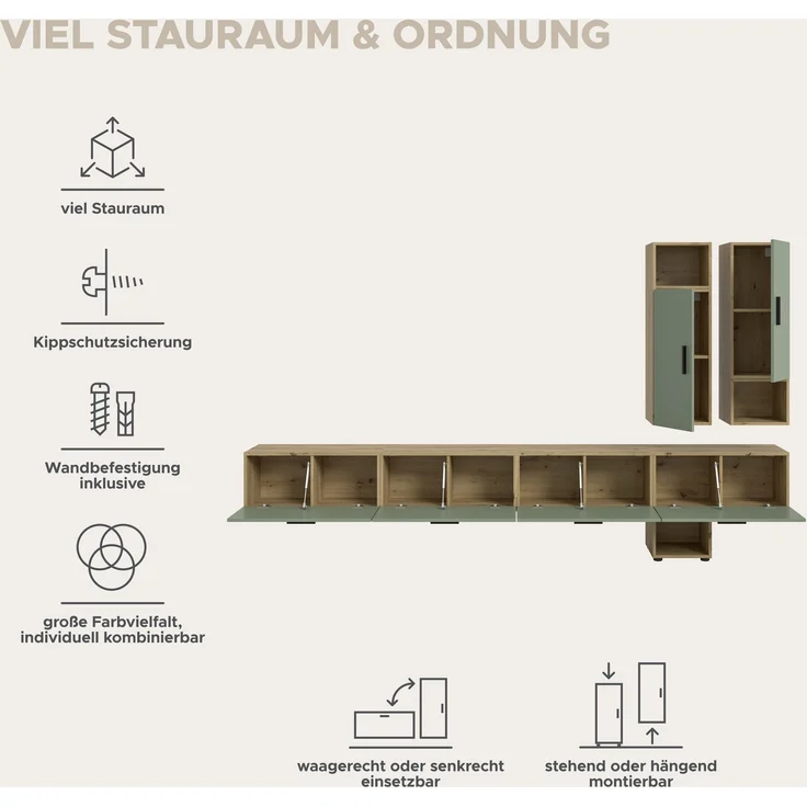 The One Wohnkombination in Smoke Green Nachbildung – Bild 8