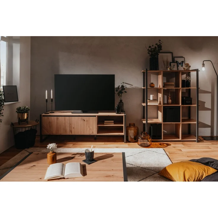 Wohnzimmer-Set >Arvada< (3 teilig) in Artisan Eiche / Anthrazit aus MDF – Bild 1