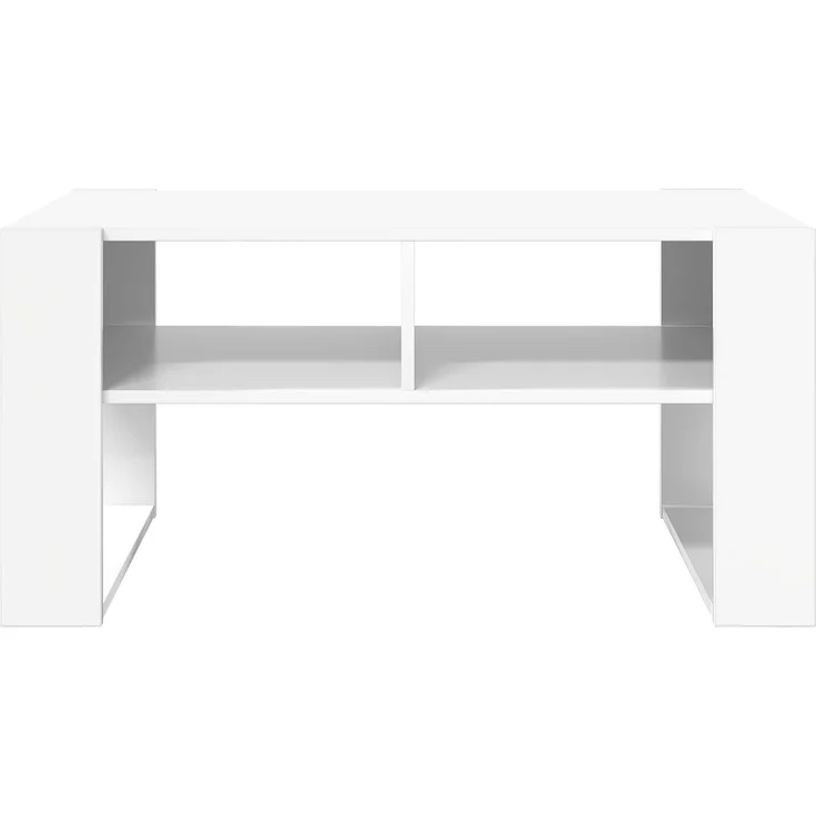 Couchtisch Sofatisch, mit Speicher Weiß 92 x 53 x 45 cm Holzwerkstoff d308e – Bild 5