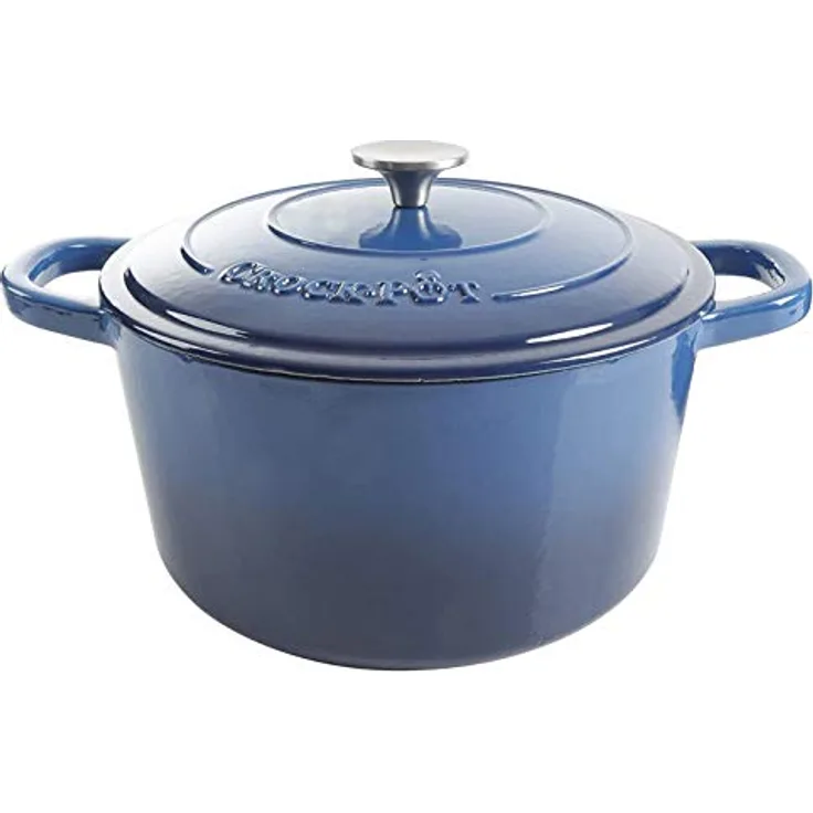 Crock Pot Artisan Round Enameled Cast Iron Dutch Oven, 7-Quart, Sapphire Blue