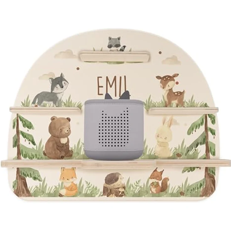 Kidsmood - Tonie Regal fürs Kinderzimmer– Liebevoll gestaltetes Wandregal mit abgerundeten Ecken & Kanten für Toniebox 2 mit Namen & Metallplättchen | Personalisierte Geschenke für Kinder – Bild 9