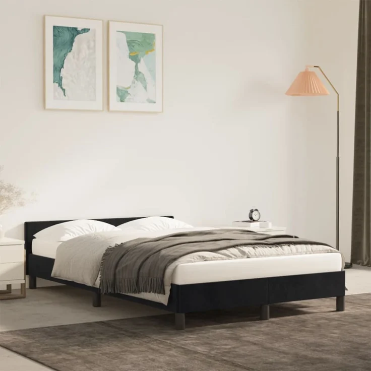 vidaXL Bettgestell ohne Matratze Schwarz 120x190 cm Samt 379549 – Bild 3
