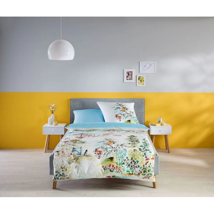 Fleuresse Mako-Satin Bettwäsche 155x220 Landschaft Süden Bäume Wende blau 115059-9 – Bild 1