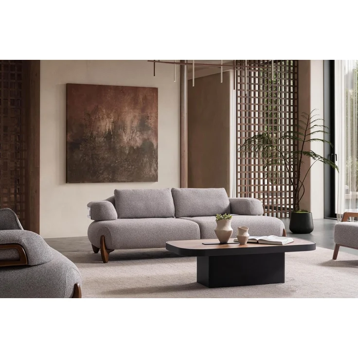 Sitzgruppe/Sofa Set - Wohnzimmergarnitur "Salix" 3+3+1-Grau – Bild 4