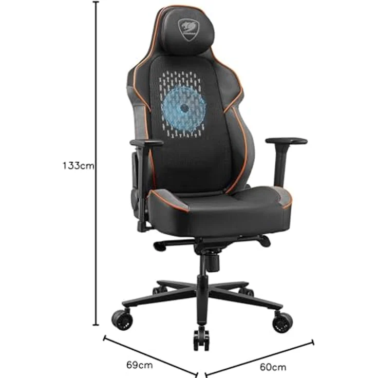 COUGAR NXSYS AERO Colde Fusion Gaming-Stuhl (NxSys Aero) with RGB-Lüfter, Physiotherapiequalität Lendenkissen, and Premium-PVC-Leder in black – Bild 3