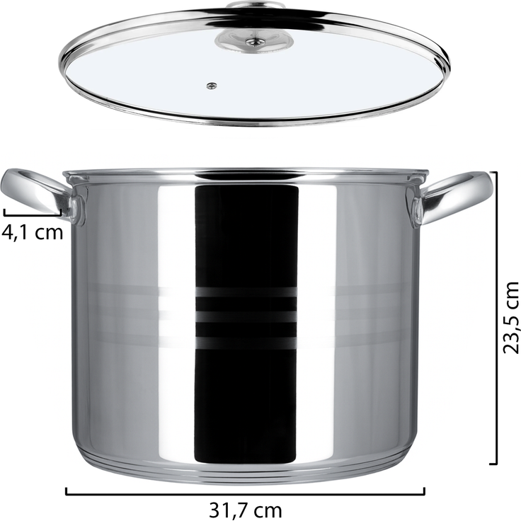 KADAX Stahltopf mit Deckel, Induktion, 30 cm, 16 L – Bild 3