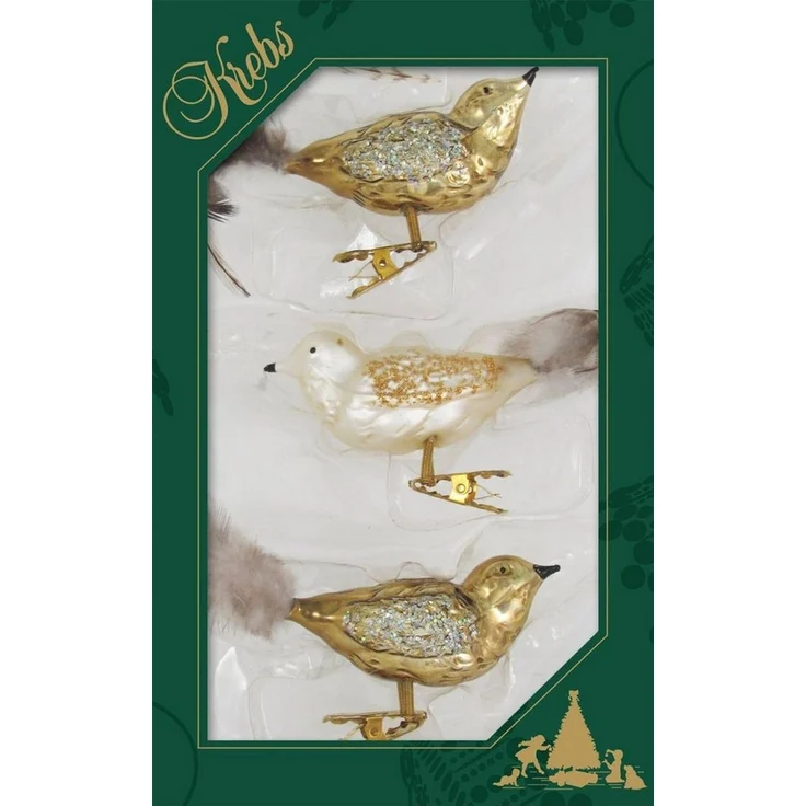 Krebs Glas Lauscha Weihnachtsbaumklammer CBK20857, Weihnachtsdeko, Christbaumschmuck (3-tlg), Glasvogel – Bild 2