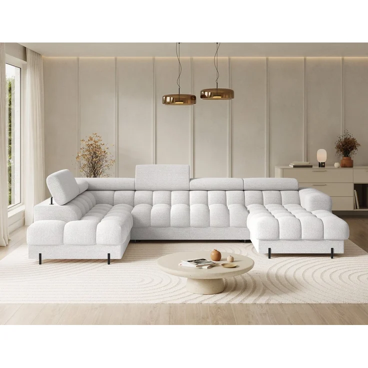 MOEBLO Ecksofa Vinca, Modernes U-Form Sofa mit Schlaffunktion, großem Stauraum und verstellbaren Kopfstützen für flexible Wohnraumgestaltung, Eckcouch Wohnlandschaft Sofa mit Ottomane Eckgarnitur Polsterecke, Links- oder rechtsseitig montierbar (BxHxT)... – Bild 2