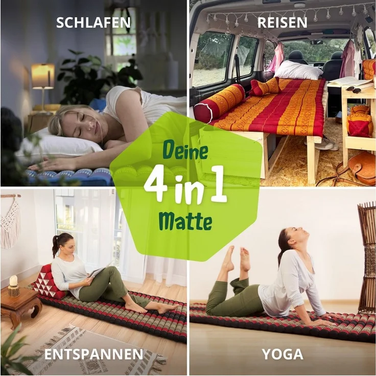 Reisebett-Matratzen Rollmatte 75 cm breit, vegan und handgefertigt, 200 x 75 x 4,5 cm, livasia, 4.5 cm hoch, Kapok – Bild 2