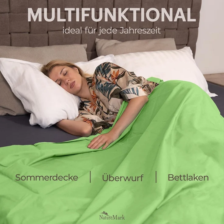 GREEN MARK Textilien Klassische Bettlaken | Betttuch | Laken | Leintuch | Haustuch 100% Baumwolle ohne Gummizug vielen Größen und Farben Größe:240x275 cm, Apfel grün – Bild 6