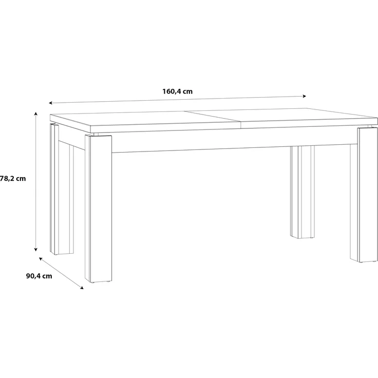 FORTE Kaszimiro Esstisch ausziehbar, Holzwerkstoff, Braun/Schwarz, 160,4 x 78,2 x 90,4 cm – Bild 6