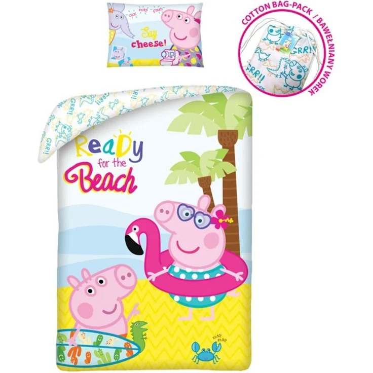 Peppa Pig Bettwäsche Set aus Baumwolle Bettdeckenbezug 140 × 200 cm mit 70 × 90 cm Kissenbezug – Bild 2