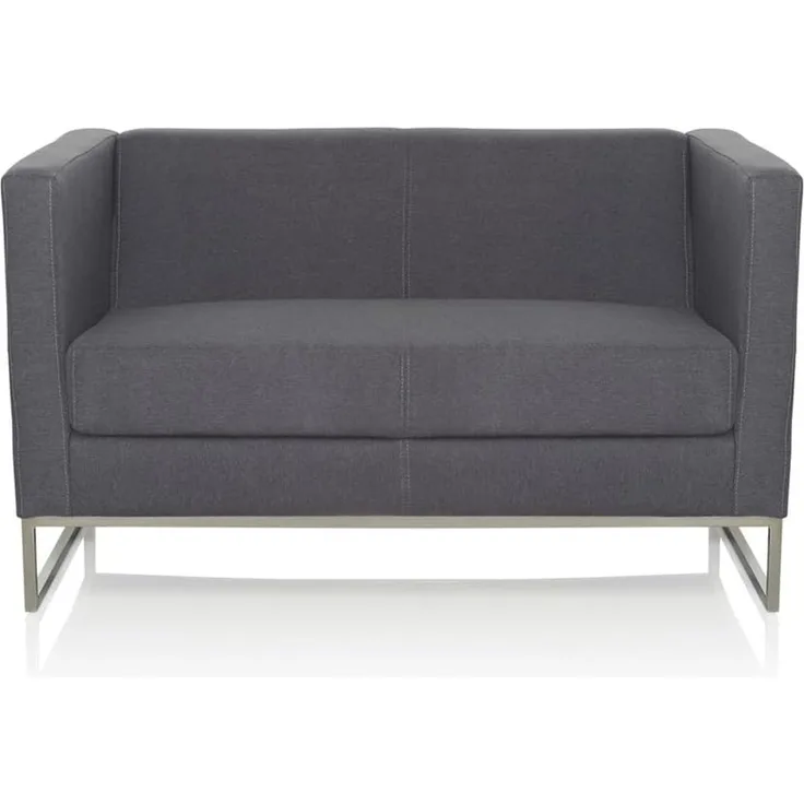hjh OFFICE 713502 Lounge Sofa Barbados Stoff Grau Moderne 2-Sitzer Couch für höchsten Sitzkomfort