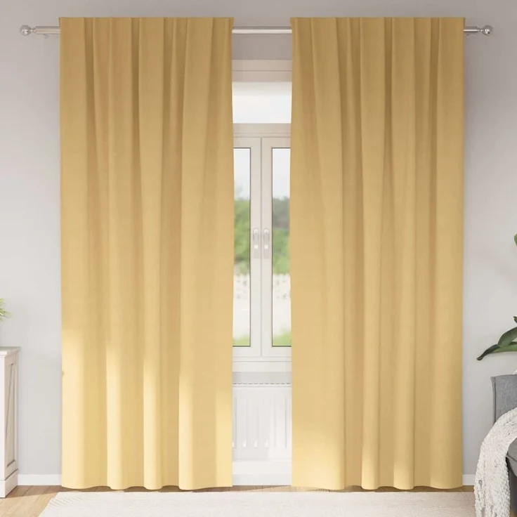 Verdunkelungs-Vorhänge | für Wohnzimmer & Schlafzimmer mit Ringen 2 pcs Beige 225 x 140 cm – Bild 2