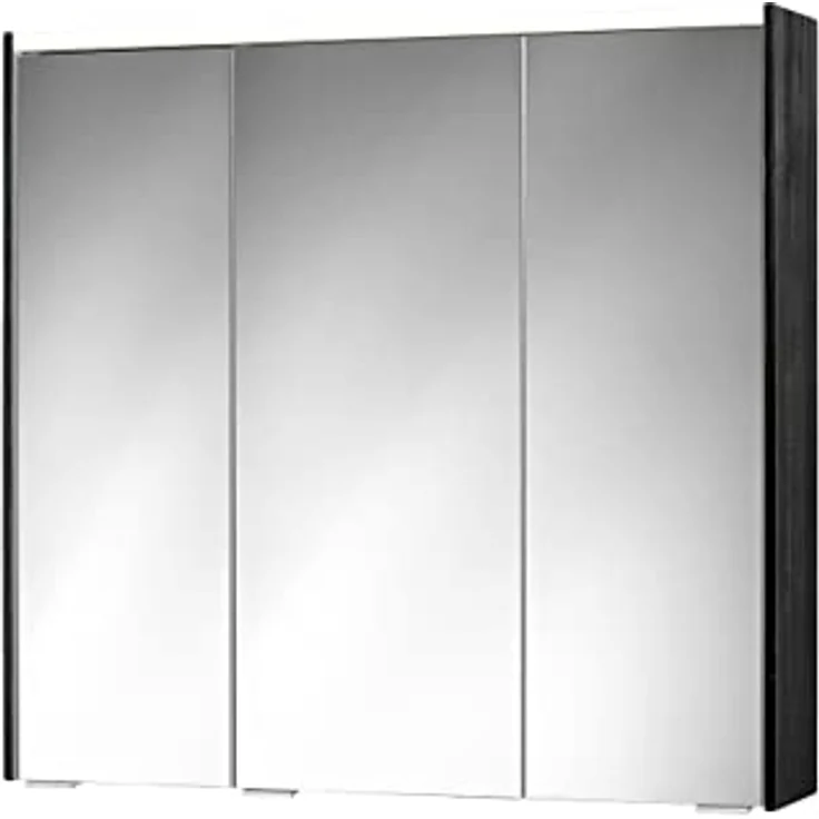 Sieper LED-Spiegelschrank KHX 80, Holz Schwarz/Weiß mit LED-Technik, 3 Spiegeltüren und Softclose, 80 x 74 cm – Bild 1