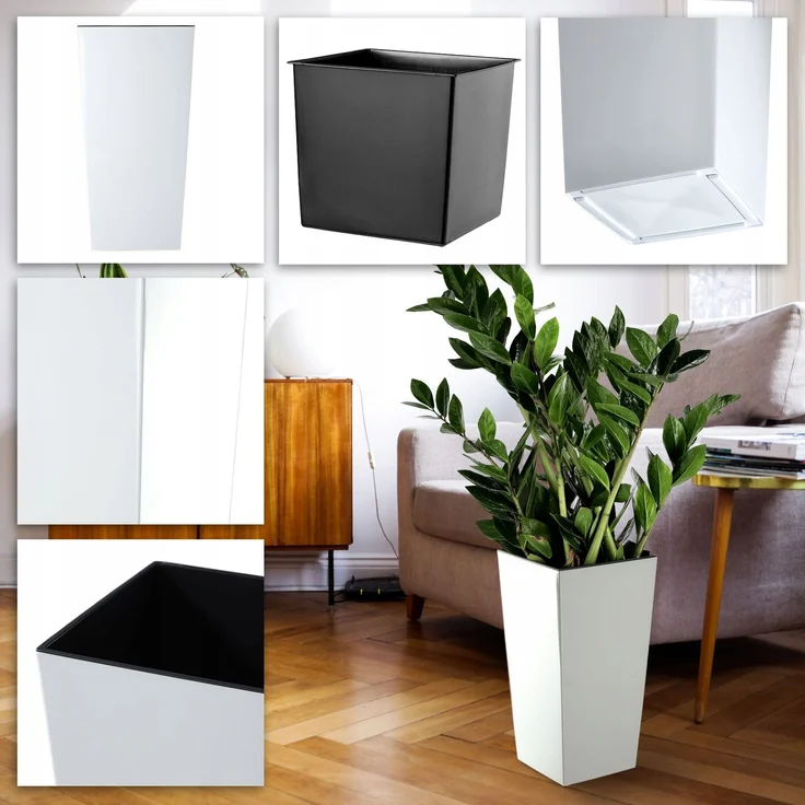 KADAX Blumentopf + Einsatz 18x36cm hoch weiß glänzend – Bild 4