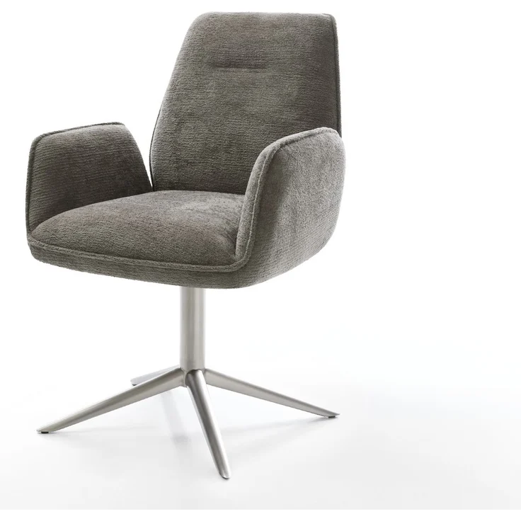 Drehstuhl Zoa-Flex Bouclé Soft Schlamm Fußkreuz Edelstahl 360° drehbar Wippfunktion Taschenfederkern – Bild 1