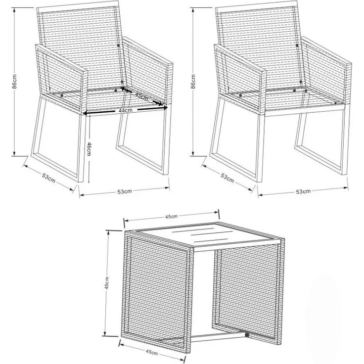 VCM Gartenmöbel-Set Fidola 920286 Schwarz H. 86 x B. 151 x T. 53 cm – Bild 6