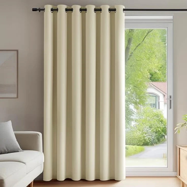 Deconovo Blickdichter Verdunkelungsvorhang Schlafzimmer Thermovorhang Beige | 1 Stück, H290 x B200 cm, Thermo Vorhänge gegen Hitze, Gardinen mit Ösen für Wohnzimmer, Schlafzimmer, Sichtschutz UV-Schutz – Bild 1