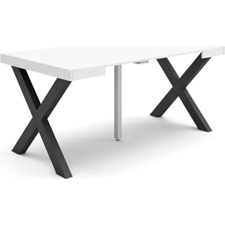 Skraut Home | Ausziehbarertisch | Multifunktionaler ausziehbarer | 160 | Für 8 Gäste | Massivholz Beine | Moderner Stil | Weiß – Bild 1