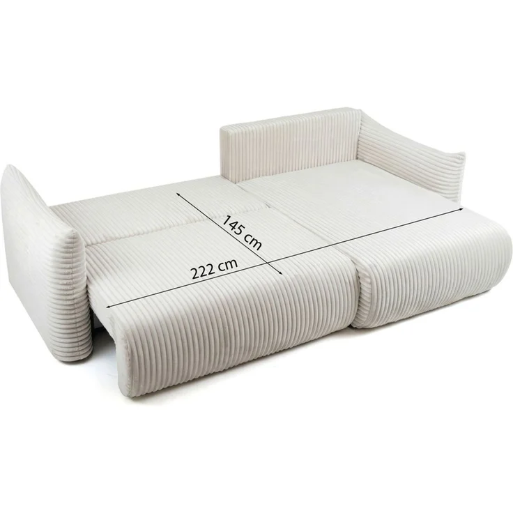 Ecksofa Schlafsofa ONTARIO in Stoff Poso Hellgrau Ottomane Rechts – Bild 6