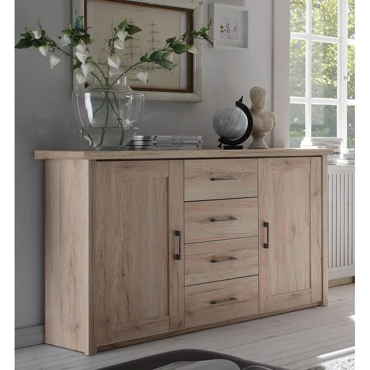 Sideboard >Lebbie< in San Remo Eiche - 150x91x42cm (BxHxT)