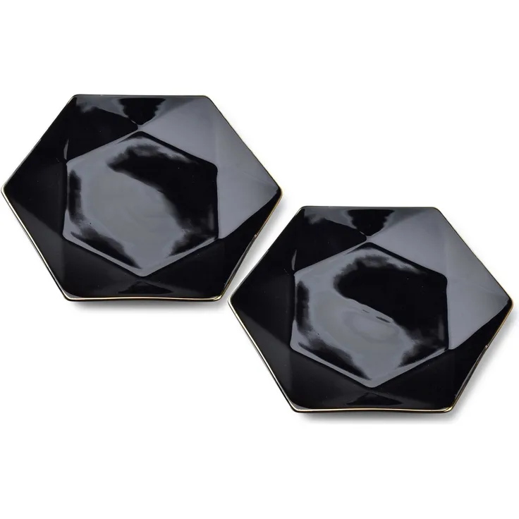 Dessertteller Porzellan AFFEKDESIGN RALPH BLACK 24,5 x 21 x 2 cm Schwarz 2er-Set