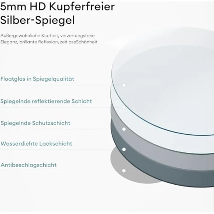 dopporo LED Badspiegel Rund 80cm, Wandspiegel mit Touchschalter, Antibeschlag und stufenlosem Dimmen (2700k-6500k) – Bild 5