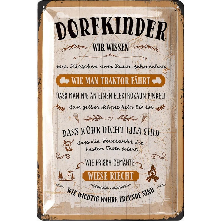LANOLU Blechschild Dorfkinder Wissen - 20x30cm – Metall – Mehrfarbig – 20213 – Bild 1