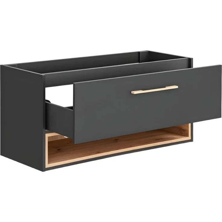 Vente-unique - YANGRA Waschbeckenmöbel Holz, Platte Grau - B 46 cm x H 57 cm x L 120 cm – Bild 6