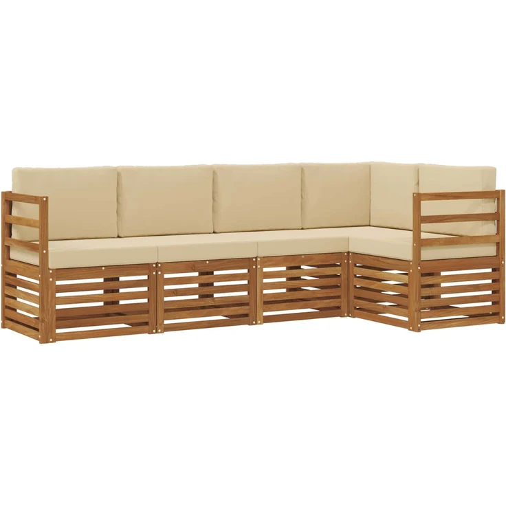 vidaXL Outdoor-Sofagarnitur 5 stk. 5-Sitzer Natur und Beige 3374793 – Bild 2