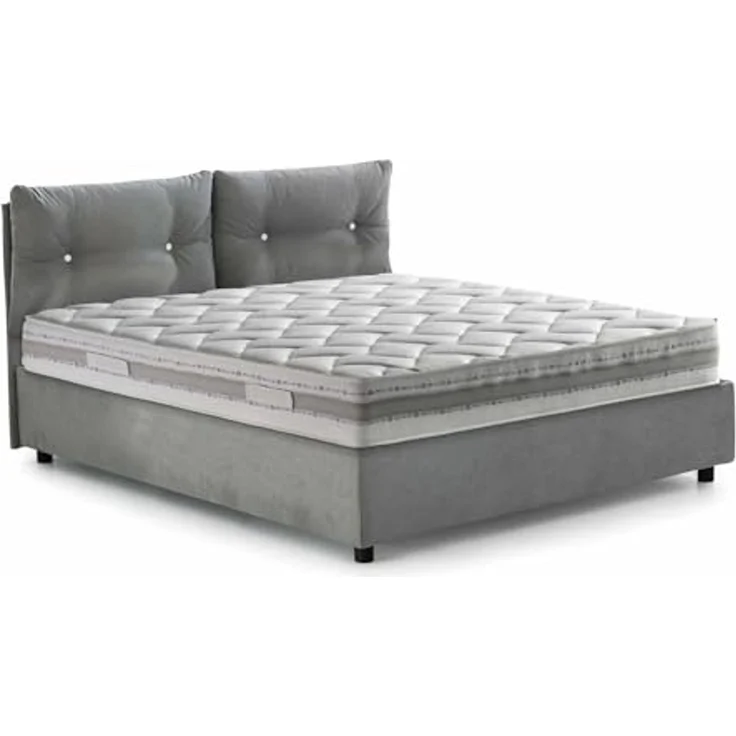 Talamo Italia - Doppelbett Petra, Bettkasten mit Stoffbezug, 100 % Made in Italy, Öffnung vorne, inklusive Matratze 160x200 cm, Grau – Bild 3