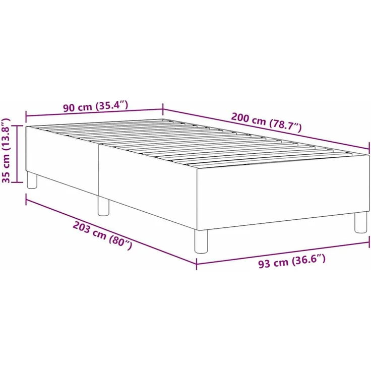 vidaXL Plattformbettgestell Hellgrau 90 x 200 cm Cordstoff 3337387 – Bild 10