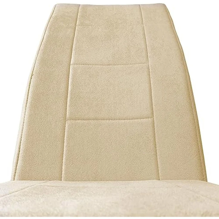 Homey Packung mit 4 gepolsterten Stühlen für Wohnzimmer, Esszimmer, beige, mit verchromten Beinen, Modell Skadi, Aluminium, 42,5 cm (B) x 52 cm (T) x 99 cm (H) – Bild 5