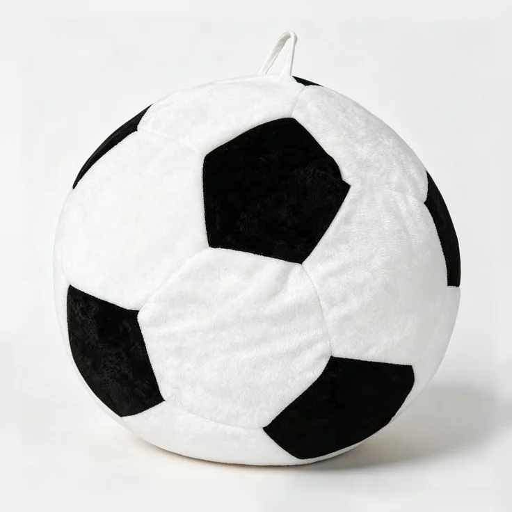 Kleiner, fußballförmiger Sitzsack, mehrfarbige Ziernähte, großer Sitzsack, bequemes Sofa zum Entspannen für Schlafzimmer, Wohnzimmer, Leseecke, Lounge-Sessel für Erwachsene und Jugendliche – Weiß + Schwarz – 48 x 38 x 21 cm – YOUDENOVA – Bild 9