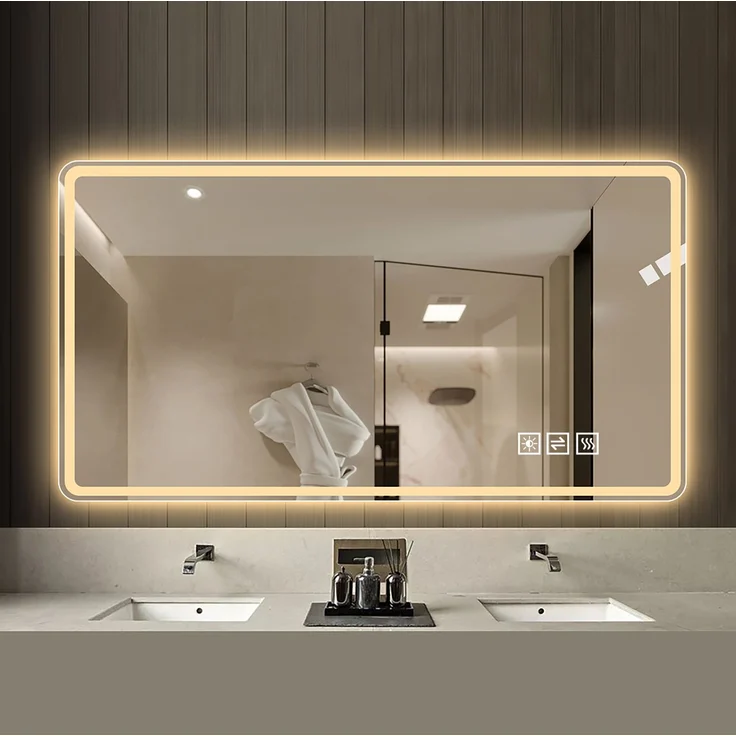 LED-Badezimmerspiegel 120x60 cm, rahmenlos, dimmbar, mit Anti-Beschlag-Funktion – Bild 3