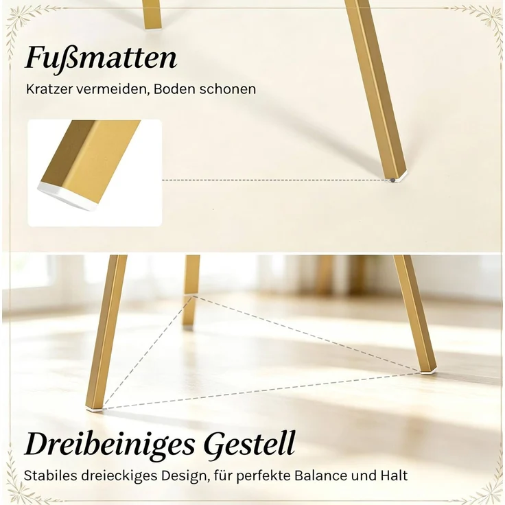Garderobenständer aus Metall mit 9 Haken & Ablage, 45,5x45,5x180 cm, Gold – Bild 5