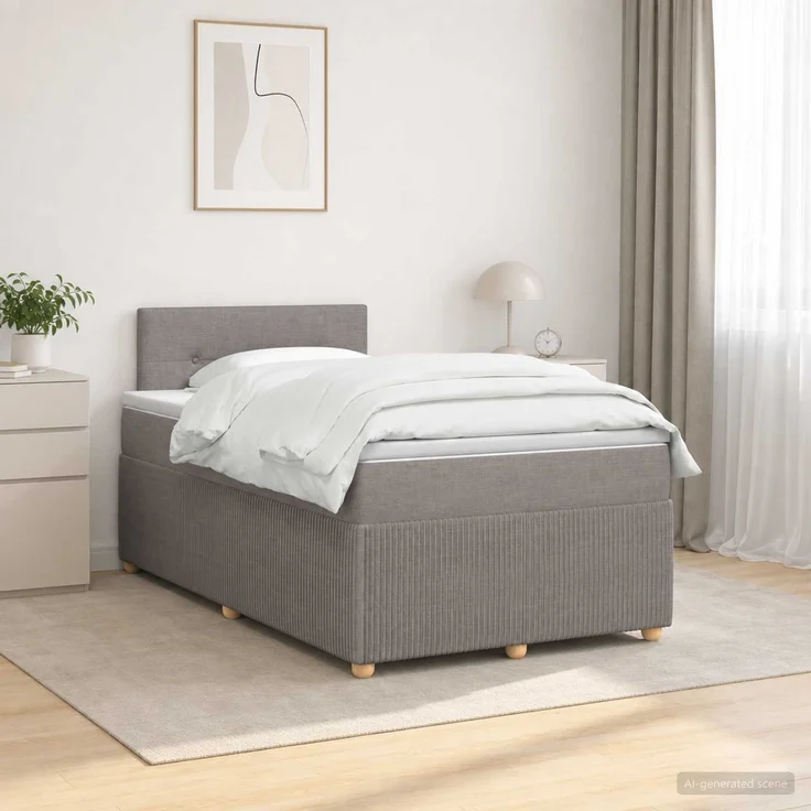 vidaXL Boxspringbett mit Matratze Taupe 120 x 190 cm Stoff 3451423 – Bild 1