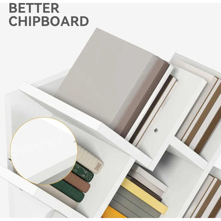 YITAHOME Baum-Bücherregal, Bodenstehendes Standregal, Industrielle Holzregale, Hohe Aufbewahrungsmöglichkeit für Ausstellungsstücke, Lagerregal für Wohnzimmer, Home-Office, Weiß – Bild 5