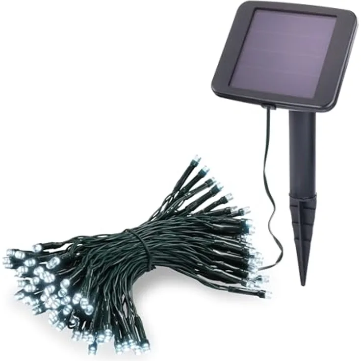 Solar Lichterkette 10m 100 kaltweiße LEDs